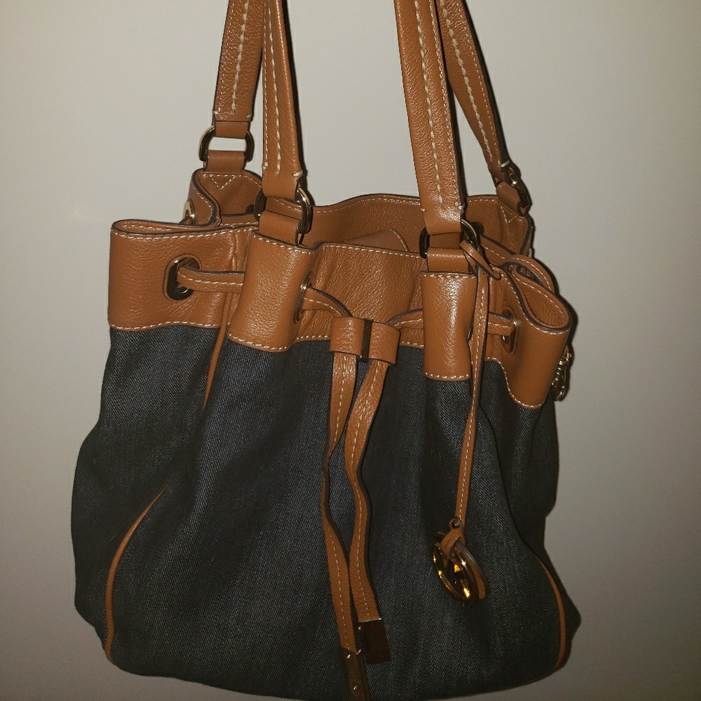 Michael Kors denim and leather boho bag